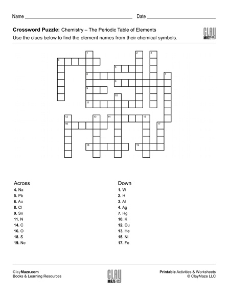 Fun Facts About The Periodic Table Crossword Puzzle Elcho Table