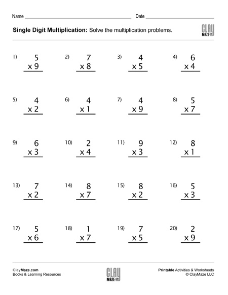 single digit multiplication worksheet set 4 homeschool books math workbooks and free printable worksheets