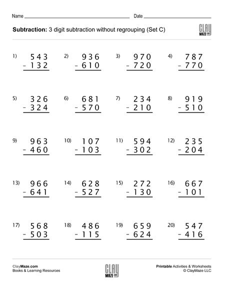 subtraction-worksheet-3-digit-subtraction-without-regrouping-set-c-homeschool-books-math